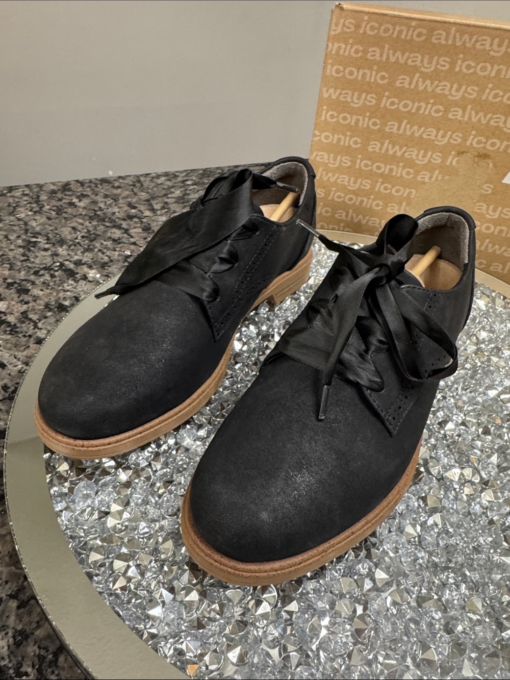 Dr. Scholl's Black Satin Ribbon Oxford Flats - Picture 3 of 11